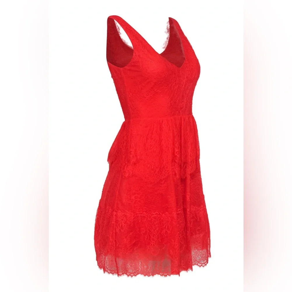 NWOT Revolve Willa BCBGMaxAzria Lace Sleeveless Fit & Flare Dress Red Size Large - Picture 8 of 13